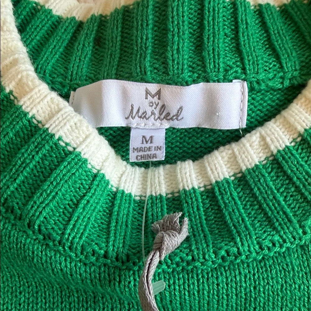 Marled Green Crewneck Sweater with Tennis Racket Appliqué - Picture 2 of 7